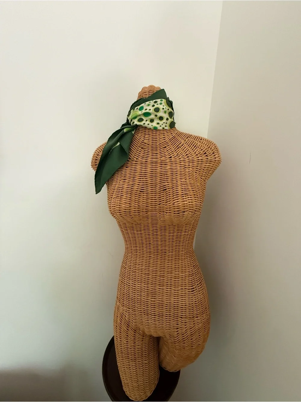 Givenchy Green and Ivory Dot Mosaic Silk Scarf